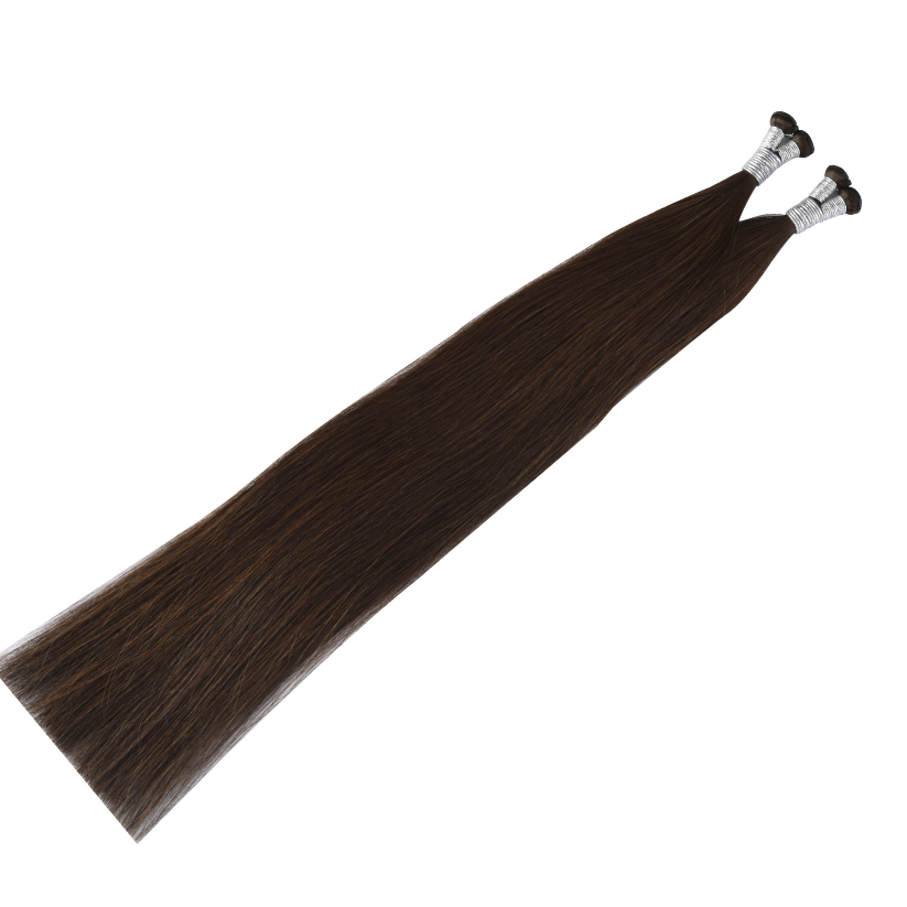 #2 Darkest Brown Genius Hybrid Weft Full Cuticle Human Hair Extensions Double Drawn-4 wefts