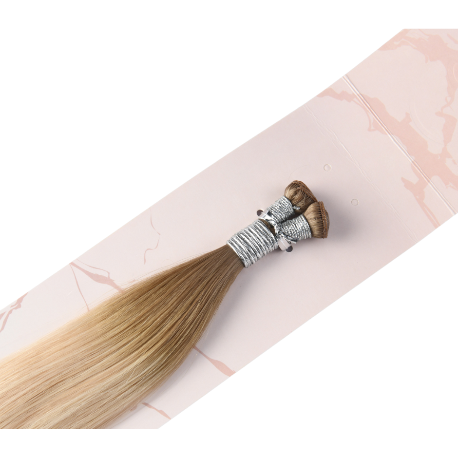 #P7/1001 Piano Chocolate with White Ash Blonde Genius Hybrid Weft Full Cuticle Human Hair Extensions Double Drawn-4 wefts