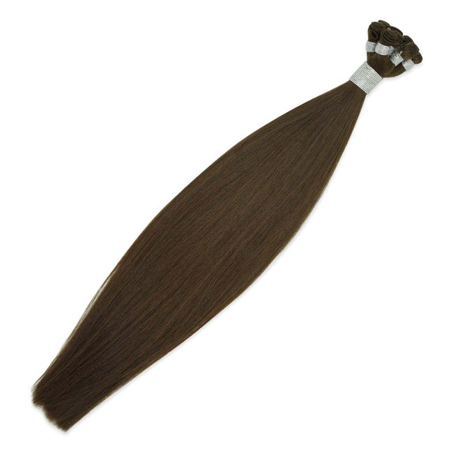 #4 Brown Gorgeous Hand-tied Weft Full Cuticle Human Hair Extensions Double Drawn-4 Wefts